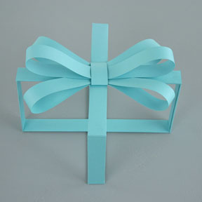 Aqua Present, 9” x 9” x 6”, paper, balsa wood