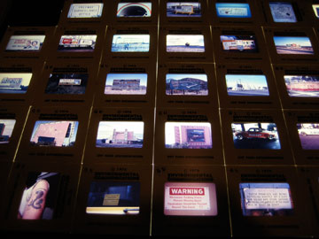 Detail of slides at Ant Farm show (Gallery Paule Anglim)