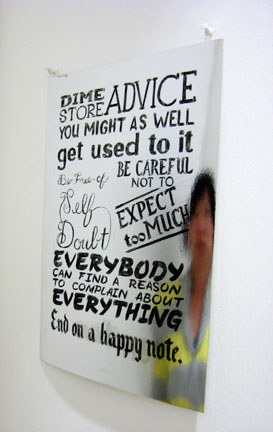 Fig. 5. Christine Wong Yap, "Dime Store Advice," china marker on foil-laminated cardstock, 11.75 x 16.5 inches*