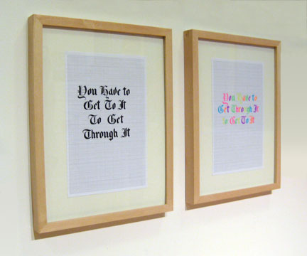 Christine Wong Yap, You Have to Get Through it to Get To It / You Have to Get To it to Get Through it, 2009, ink on paper 7.625 x 11.5 inches each. Produced in the Breathe Residency at Chinese Arts Centre.