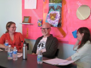 Featured guests (L-R): artist, writer and theorist Ginger Wolfe-Suarez, curator and critic Glen Helfand, and writer and curator Patricia Maloney.