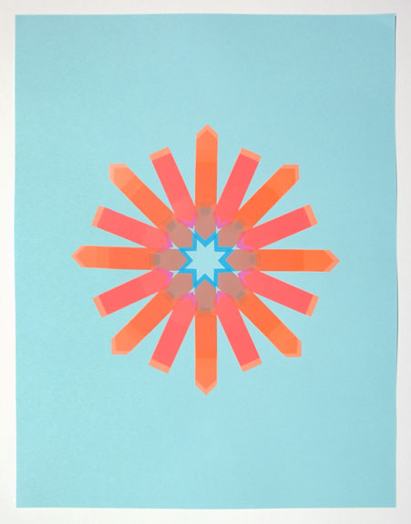 flag_snowflake_12_450x576 Flag Snowflake No. 12, 2010, stick-on flags on neon paper, 8.5 x 11 inches / 21.5 x 30 cm