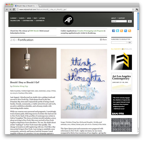 Art Practical, Should I Stay or Should I Go? Christine Wong Yap