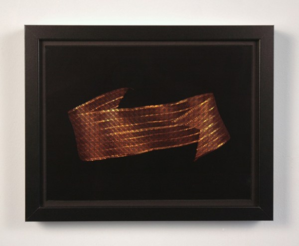 Christine Wong Yap, Banner #6, 2011, photograph printed in color laser on acetate, holographic gift bag, 12 x 9 in.