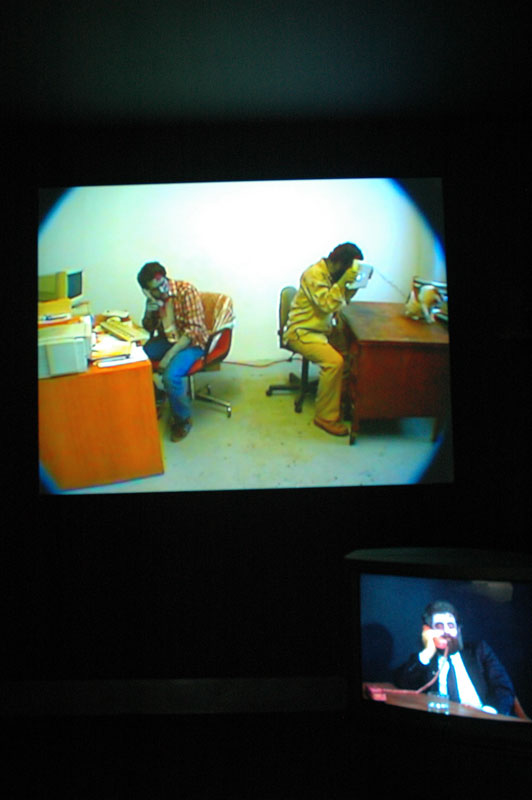 Video installation by HalfLifers (Torsten Z. Burns and Anthony Discenza) at Zombie-Proof House at di Rosa Preserve. Short scenes where the artists portray zombies engaged in mundane tasks are interspersed with behind-the-scenes-like shots. Very appealing.