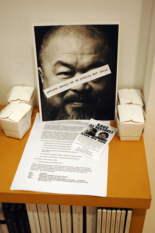 Small signs of protest against Ai Weiwei's detainment.