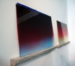 Nice layered colored gradients of hand-rolled glass. The quarter-log shelf really does it for me. You know who it is. Olafur Elaisson at i8 Gallery, Reykjavik.