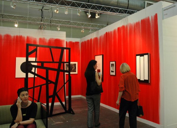 I don't know who this artist is either, but he/she wins the Freshest Installation prize. Monique Meloche Gallery.