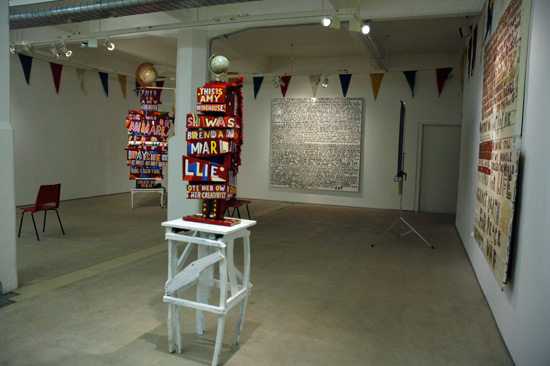 Bob and Roberta Smith, The Art Party USA Comes to the UK, exhibition view, 2012, Hales Gallery, London.