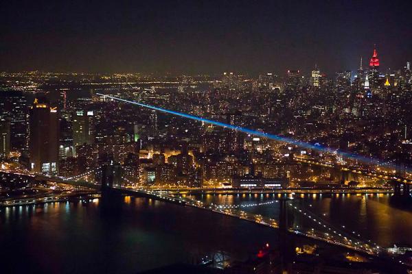 Yvette Mattern, Global Rainbow, 2012, lasers across New York City. Photo by James Ewing. Art Production Fund // Source: http://artproductionfund.org/projects/yvette-mattern-global-rainbow