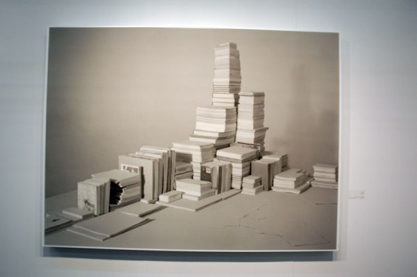 I like how this photo looks like a charcoal drawing. A staged still life like that, shot in black and white, seems very modern and tasteful. I haven't got a clue about the artist's work or intent, it's just the physical response to the form and materials that worked for me. Ji Zhou, pigment print on linen paper, Tang Contemporary, Beijing.