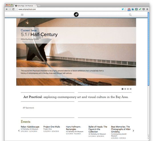 Art Practical's first issue on its redesigned site.