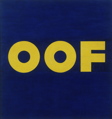 Edward Ruscha,  OOF, 1962, Oil on canvasDimensions, 71 1/2 x 67" // Source: Moma.org.
