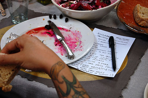 A Meal Ticket recipe card told and recorded by participants Smitty and Elizabeth. Photo: Lexa Walsh.