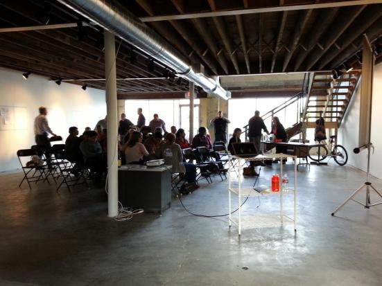 Before my artist's talk at Harvester Arts.