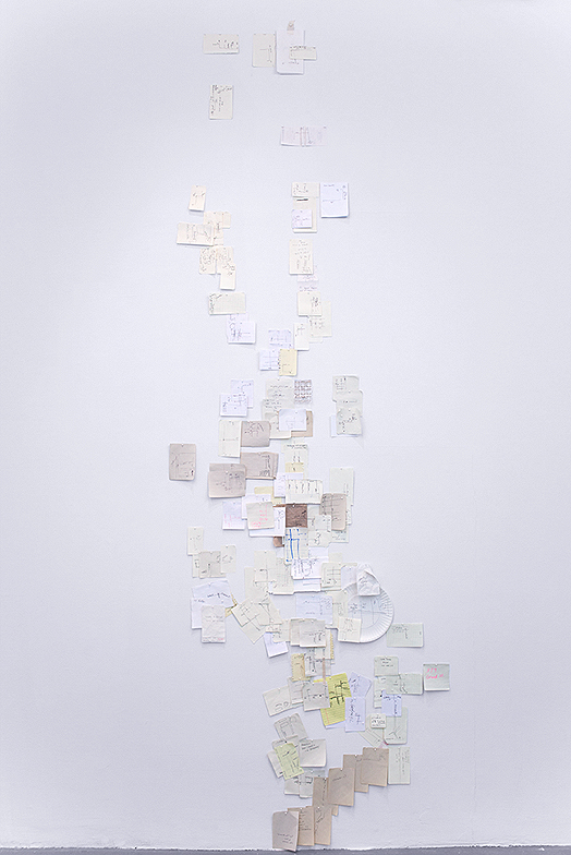 Nobutaka Aozaki, From Here to There, 2012–ongoing, questions, various pens and paper, 10' x 3' 2" / dimensions variable. // Source: NobutakaAozaki.com