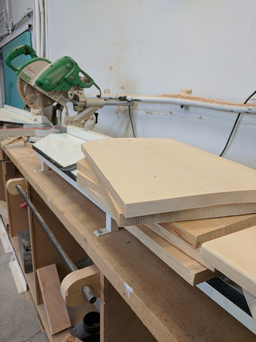 Hitachi chopsaw with a real long fence.