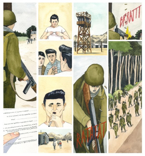 soldiers, rolling a cigarette, watchtowner, marching, reading an order